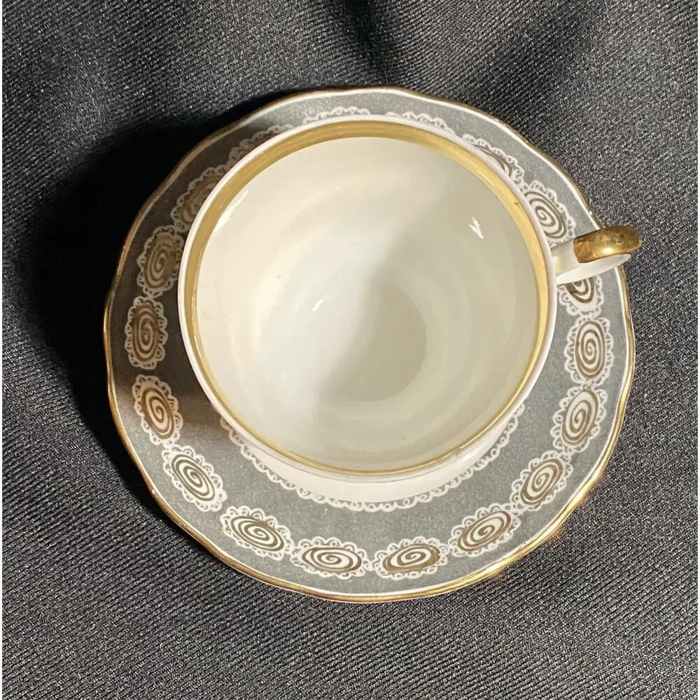 Cmielow Poland Grey Design with Gold Trim Cup & Saucer Set